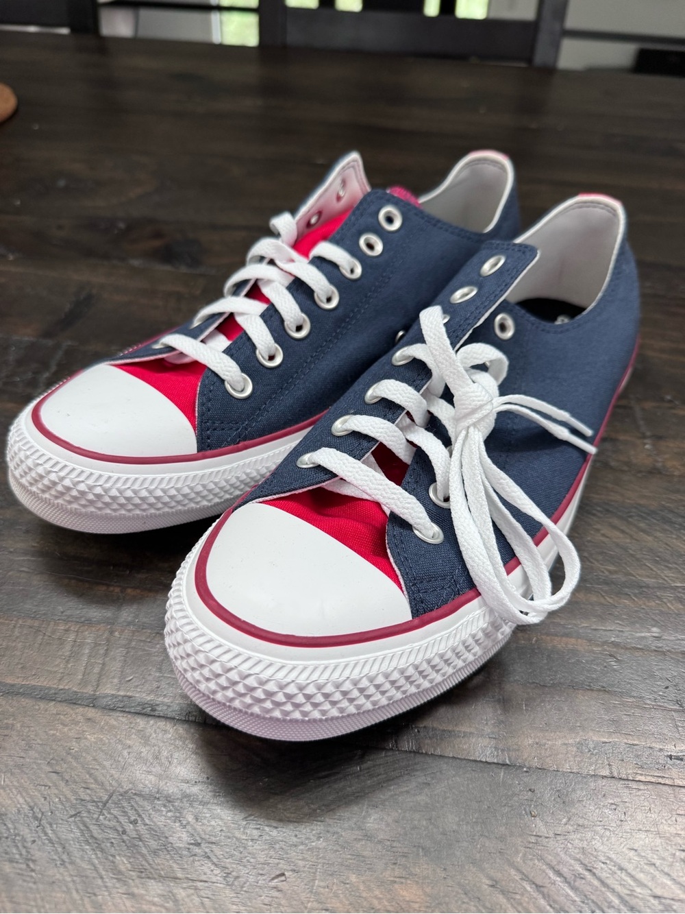 Converse Low-Top Navy and Red Canvas Sneakers